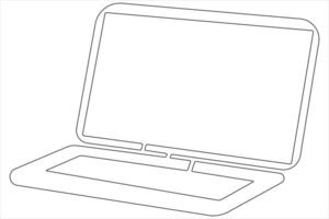 Kunst Illustration von Laptop im einer Linie Stil isoliert Gliederung Vektor