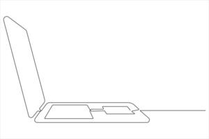 konst illustration av bärbar dator i ett linje stil isolerat översikt vektor