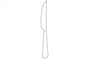 kontinuierlich Single Linie Kunst Zeichnung von Essen Werkzeuge zum Messer Gliederung Vektor Illustration