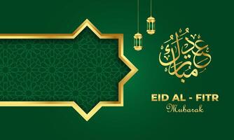 abstrakt modern Luxus islamisch eid al fitr Hintergrund mit Ornament Rand Dekoration mit Grün Gradient Design vektor