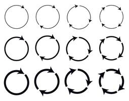 anders kreisförmig und anders Dicke kreisförmig Pfeile Zeichen Symbole Vektor Illustration.