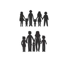 ein Sammlung von Familien halten Hände Silhouette Vektor Illustration auf ein Weiß Hintergrund