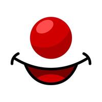 clown röd näsa och mun leende. clown ansikte på vit bakgrund kostym för ansikte mask design eller andra produkt. vektor illustration