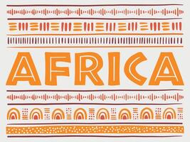 Afrika Konzept. stilisiert afrikanisch Muster auf Licht Hintergrund. ethnisch und Stammes- Motive. Hand gezeichnet. horizontal Streifen. zum Banner, Poster, Flyer. Vektor Illustration