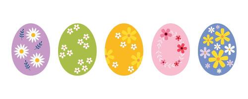 uppsättning av färgrik påsk ägg för påsk dag med dekoration mönster på vit bakgrund. vektor silhuett