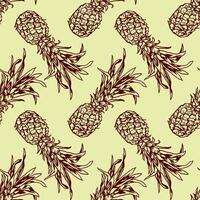 ananas grafik, sömlös mönster. hela frukt. vektor illustration. design element för Kläder, omslag papper, tapet, textil, tyg, kort, täcker.