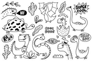 einstellen von Hand gezeichnet komisch Dinosaurier. vektor