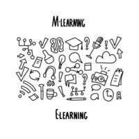 E-Learning Konzept zitieren. Vektor Design Satz.