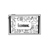 E-Learning Konzept zitieren. Vektor Design Satz.