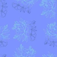 sömlösa mönster blommor med blad. botanisk illustration för tapeter, textil, tyg, kläder, papper, vykort vektor