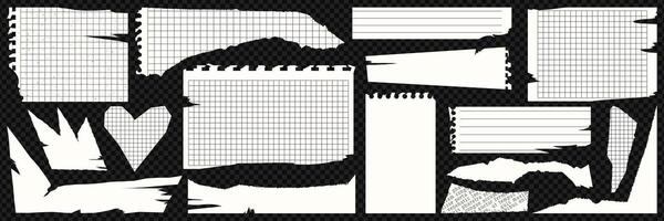 vit trasig papper uppsättning. anteckningsbok lakan, papper urklipp för collage och scrapbooking. samtida vektor design.