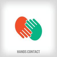 kreativ Handschlag Verbindung Logo. einzigartig entworfen Farbe Übergänge. Vereinbarung, Einheit und Unterstützung Logo Vorlage ziehen um gegenüber das oben. Vektor. vektor