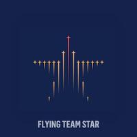 fliegend Star Logo bestehend aus von kreativ Sterne. einzigartig entworfen Farbe Übergänge. Entwicklung und Mannschaft Vektor Logo Vorlage.