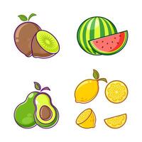 tecknad serie stil färsk frukt uppsättning vektor