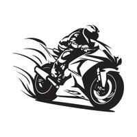Biker Fahren ein Motorrad Vektor schwarz und Weiß Illustration