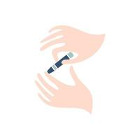 Symbol für den Weltdiabetes-Tag. Bewusstsein medizinisches Infografik-Design-Element. Hand mit Blut vom Finger auf Blutzuckermessgerät, Vektorillustration vektor