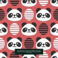 söt panda sömlös mönster, Björn med oval remsor element. tecknad serie klotter vektor illustration.