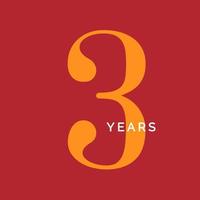 tre års symbol. tredje födelsedag emblem. årsdagen tecken, nummer 3 logotyp koncept, vintage affisch mall, vektorillustration vektor