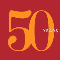 fünfzig Jahre Symbol. 50. Geburtstag Emblem. Jubiläumszeichen, Nummer 50-Logo-Konzept, Vintage-Poster-Vorlage, Vektorillustration vektor
