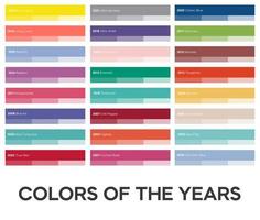 årens trendiga färger. populära färgnyanser. kreativa färgpaletter för konst och företag. vektor illustration.