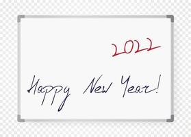 gott nytt år 2022 ritning av markörpenna, siffror för nytt år på skolans klassrumstavla, anteckningstavla, anslagstavla text för nyår banner affisch anslagstavla, kalenderomslag, gratulationskort för julevenemang vektor