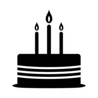 schwarz Vektor Geburtstag Kuchen Symbol isoliert auf Weiß Hintergrund