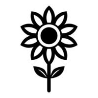 schwarz Vektor Sonnenblume Symbol isoliert auf Weiß Hintergrund