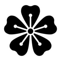 schwarz Vektor Sakura Symbol isoliert auf Weiß Hintergrund