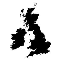 schwarz Vektor britisch Inseln Karte isoliert auf Weiß Hintergrund