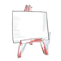 easel med blank kanfas doodle stil, skiss illustration vektor