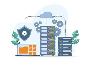 Datenbank Sicherheit Konzept, Phishing, Hacker Attacke, Hacker stehlen persönlich Daten, mit Cyber Sicherheit Dienstleistungen zu schützen persönlich Daten. Datenbank Sicherheit, Vektor eben Design Illustration.