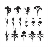 ein schwarz Silhouette Iris Blume einstellen vektor