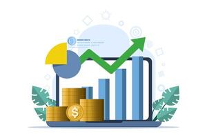 Konzept von finanziell Analyse, Geschäft Treffen und Ziele, Management, Buchhaltung, Unternehmen, Geschäft Mannschaft Analysieren Unternehmen Finanzen. Vektor eben Illustration auf Weiß Hintergrund.