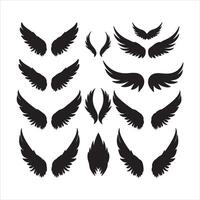 en svart silhuett ängel eller fågel vinge uppsättning vektor