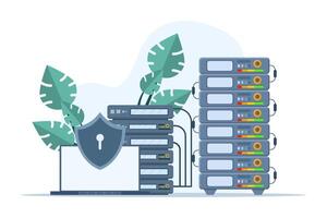 databas säkerhet begrepp, nätfiske, hacker ge sig på, hackare stjäla personlig data, använder sig av cyber säkerhet tjänster till skydda personlig data. databas säkerhet, vektor platt design illustration.