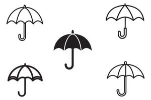 Regenschirm Regen Schutz Vektor Symbol einstellen Vektor auf Weiß Hintergrund Illustration