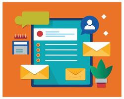 Email Briefumschlag Marketing Botschaft und Symbole Vektor Illustration
