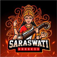 Saraswati Maskottchen. Esport Logo Design vektor