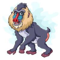 Karikatur Mandrill Affe auf Weiß Hintergrund vektor