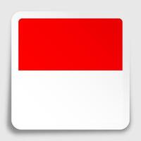 republik av indonesien flagga ikon på papper fyrkant klistermärke med skugga. knapp för mobil Ansökan eller webb. vektor