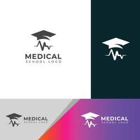 kreativ medicinsk skola logotyp design vektor mall.