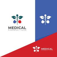 kreativ medicinsk apotek logotyp design vektor mall.