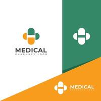 kreativ medicinsk apotek logotyp design vektor mall.