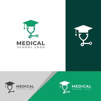 kreativ medicinsk skola logotyp design vektor mall.