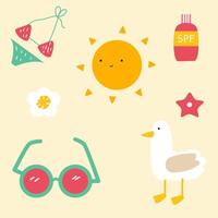 sömlös barnslig sommar illustration av Sol skärm, Sol glasögon, Sol, vit stork lämplig för barns Kläder, säng ark och Hem dekorationer, anteckningsbok täcker, brevpapper, grafik, hälsning kort vektor