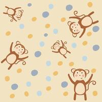 kindisch nahtlos Muster mit süß Affe und Hand gezeichnet Punkt kreativ Textur zum Stoff und Textil- Lager Illustration vektor