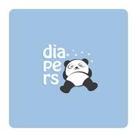 Panda schläft in Windeln, Cartoon-Logo-Konzept von Kinderpflege- und Hygieneartikeln, Babysitting- und Kindermädchendienste, Gesundheit von Neugeborenen. Vektor-Illustration vektor