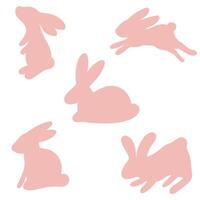 kaniner uppsättning platt design kaniner springtime vektor