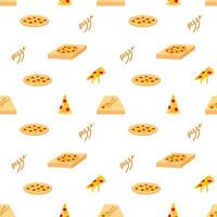 pizza skivor vektor sömlös mönster. pizza matlagning, pizza tillverkning, italiensk kök. bakgrund, bakgrund, tapet.