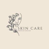 hand dragen logotyp linje konst feminin skönhet blommig botanisk salong spa kosmetisk vård design vektor illustration minimalism